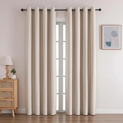 Vista 11 de Cortinas opacas con ojales para dormitorio y sala de estar, juego de 2 paneles con aislamiento térmico para oscurecer la habitación
