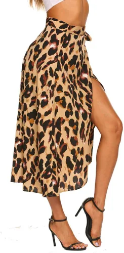 Vista 2 de Newchoice Women's Boho Leopard Skirt High Low Split Summer Beach Midi Wrap Skirts