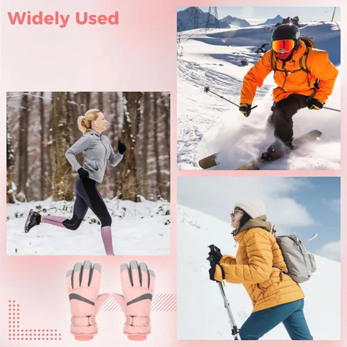 Vista 6 de Winter Ski Gloves for Women, Touchscreen Winter Gloves, Warm Water-Proof Gloves, Dream Pink Gloves, for Women Bike Riding Skiing Hiking Motorcycle