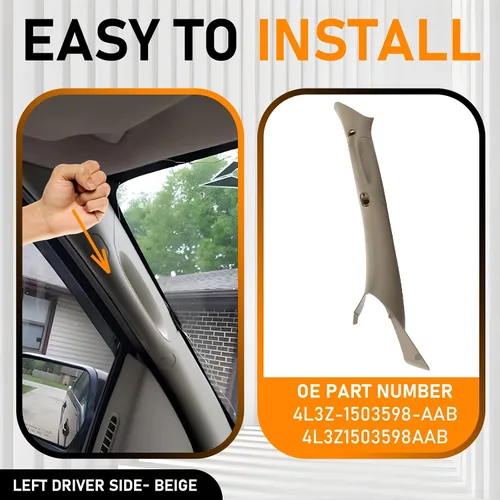 Vista 4 de Manija de Moldura Interior del Pilar A Lado Izquierdo del Conductor Compatible con Ford F150 F-150 2004-2008 Lincoln Mark LT 2006-2008 Panel