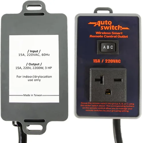 Vista 3 de O'SKOOL Interruptor de toma de corriente inalámbrico con control remoto, transmisor de 433M enchufe de 220V (batería incluida), PTA022