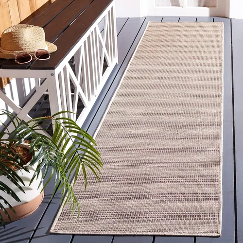 Vista 55 de SAFAVIEH Hampton Collection - Alfombra lavable para exteriores de 2 x 9 pies, color marfil y gris, no desprende pelusa y fácil de limpiar, ideal