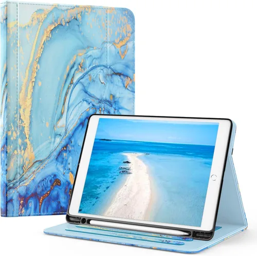 Vista 14 de OKP Funda para iPad de 9ª generación 2021/8ª generación 2020/7ª generación 2019 de 10.2 pulgadas, funda con visión multiángulo, cuero PU con soporte