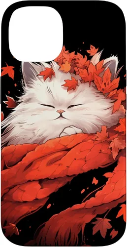 Vista 4 de Persian Cat Kitten Autumn Fall Leaves Thanksgiving Case for iPhone 16