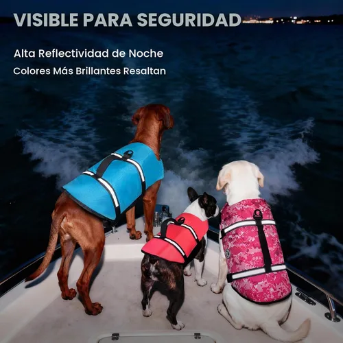 Vista 4 de VIVAGLORY Chaleco salvavidas para perros Rip Stop, chaleco de natación con asa, flotabilidad para perritos cachorros, chaleco salvavidas para perros
