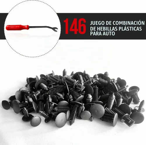 Vista 3 de 146 piezas de clips de nylon para parachoques de coche, juego de clips de retención, clips de guardabarros, remaches ciegos y molduras de balancín