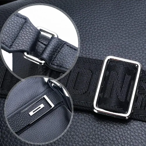 Vista 2 de Leathario Bandolera de cuero para hombre bandolera pequeña para trabajo negocios viajes Negro-M