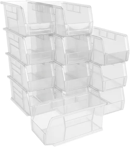 Vista 20 de HE HUDSON EXCHANGE Cubo de almacenamiento apilable de plástico de 11" x 5.5" x 5", amarillo