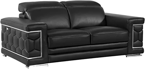 Vista 29 de Blackjack Furniture Usry - Sofá tapizado de piel italiana, color caqui