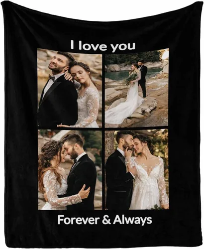 Vista 12 de Manta personalizada con tus fotos favoritas, manta personalizada con mis propias imágenes para familia, mamá, papá, hija, hijo, perro, hermanas