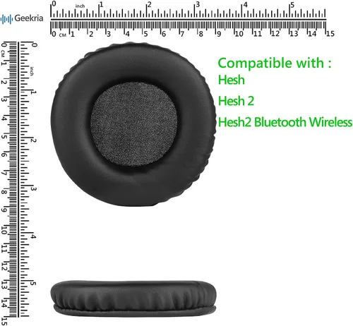 Vista 6 de Geekria Almohadillas de repuesto para auriculares inalámbricos Skullcandy Hesh, Hesh 2, Hesh 2 (negro)