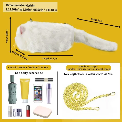Vista 3 de HUIJUFU Bolso bandolera realista con forma de gato para mujer