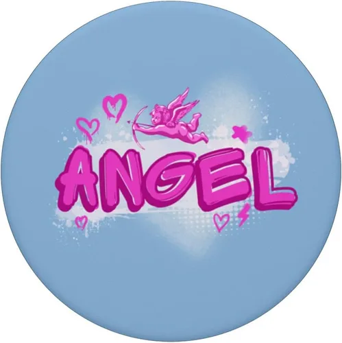 Vista 3 de Angel y2k Aesthetic 2000s Millennial Nostalgia Pink Graffiti PopSockets intercambiables PopGrip