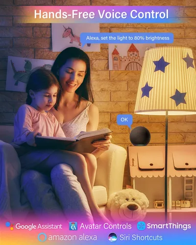 Vista 2 de Avatar Controls Paquete de 4 bombillas LED inteligentes E12, 5 W, Alexa de base pequeña, bombillas de ventilador de techo Wi-Fi, temporizador que