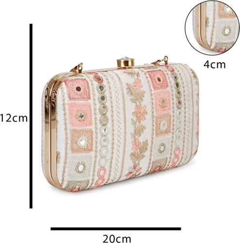 Vista 7 de LONGING TO BUY Embrague de caja de diseño hecho a mano para mujeres, embrague bordado Zari para mujeresembrague de mano para mujeres