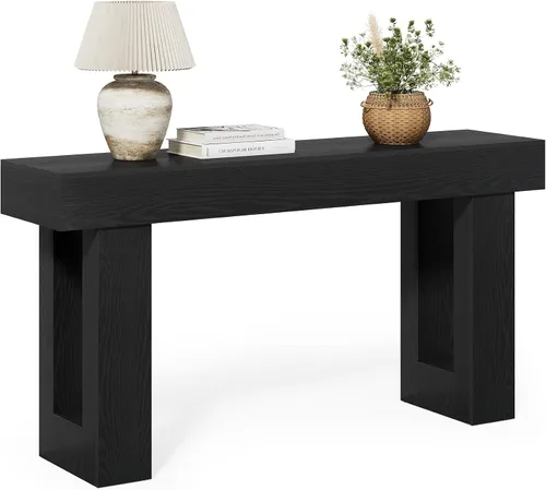 Vista 9 de Little Tree - Mesas consola de 63 pulgadas de largo para entrada, mesa de sofá grande detrás del sofá, mesa de entrada de madera para vestíbulo