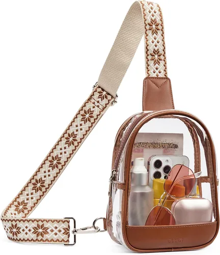 Vista 8 de CLUCI Bolsa transparente para eventos en estadios, bolsa cruzada transparente, monederos pequeños transparentes