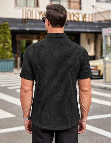 Vista 4 de COOFANDY Camisas de estilo informal con diseños florales y botones para hombre