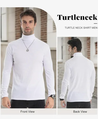 Vista 4 de Camiseta de manga larga para hombre, ajustada, ligera, con cuello de tortuga