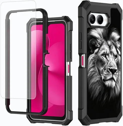 Vista 29 de Funda para T-Mobile Revvl 7 de 6.6 pulgadas con protector de pantalla, policarbonato duro de doble capa resistente y TPU suave a prueba de golpes