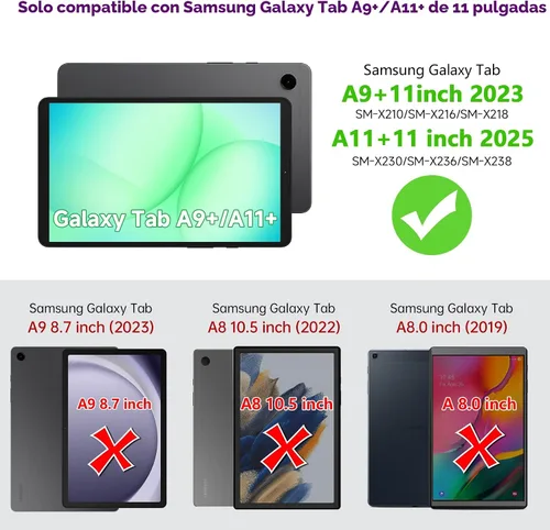 Vista 2 de ZtotopCases Funda resistente a prueba de golpes con protector de pantalla para Samsung Galaxy Tab A11+ Plus/A9+ de 11 pulgadas 2025/2023, color negro