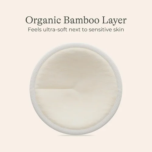 Vista 4 de Lansinoh Almohadillas de lactancia lavables, hechas con viscosa de bambú orgánica, almohadillas reutilizables para lactancia materna con bolsa