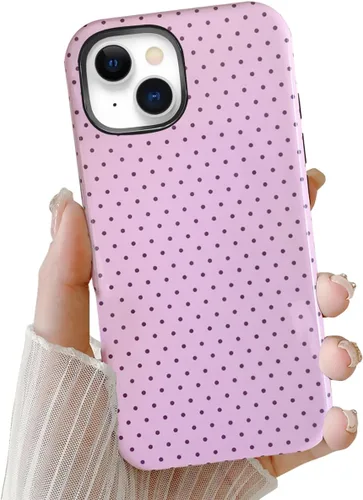 Vista 20 de Compatible con iPhone SE/8/7 Funda Linda para Celular, Diseño de Patrón Estético de Puntos, Funda Protectora Antiarañazos de 2 Capas Híbridas a Azul