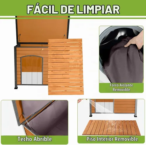 Vista 8 de GUTINNEEN - Casa térmica para perros con aislamiento para exteriores, resistente a la intemperie, con almohadilla térmica controlada por termostato