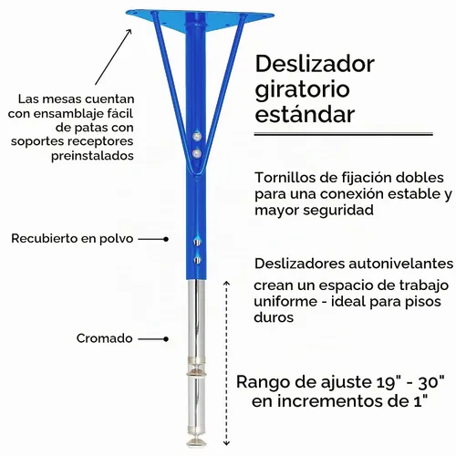 Vista 4 de FDP - Mesa rectangular para actividades escolares y de oficina (24 x 36 pulgadas), patas estándar con deslizadores giratorios, altura ajustable