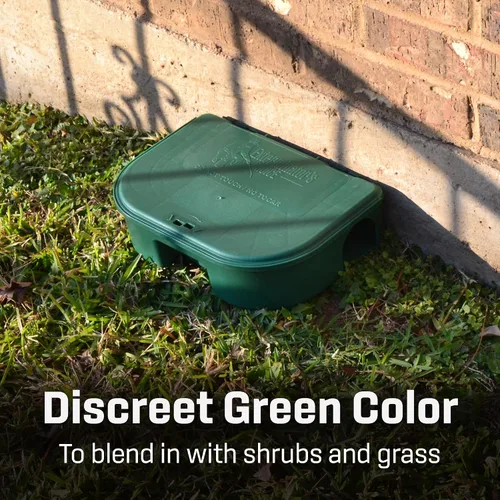 Vista 6 de Exterminators Choice Caja grande para cebo para ratas con 1 llave, plástico, resistente a la intemperie, resistente a la intemperie, caja verde