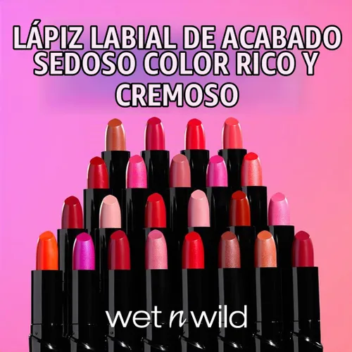 Vista 7 de wet n wild - Lápiz labial con acabado sedoso, color labial hidratante rico y acumulable, formulado con vitaminas A, E y macadamia para una Un breve