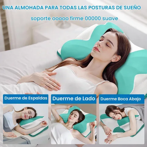 Vista 4 de CloudBliss Almohada cervical de espuma viscoelástica para cuello y hombro, almohada de contorno de cuello con funda refrescante, almohada de cama