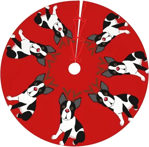 Vista 54 de A Brood of Chickens - Falda de árbol de Navidad de 30 pulgadas con borde de cuadros búfalo rojos y negros, decoración para Feliz Navidad, casa