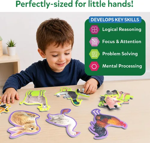 Vista 4 de Skillmatics Rompecabezas Paso a Paso – Rompecabezas de 40 Piezas y Rompecabezas para Niños Pequeños, Animales de Granja, Rellenos de Calcetines