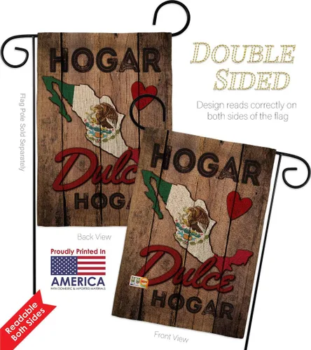 Vista 3 de Country Mexico Hogar Dulce Garden Flags 2pcs Pack Regional Nationality Nation International World Particular Area Small Decorative Gift Yard House