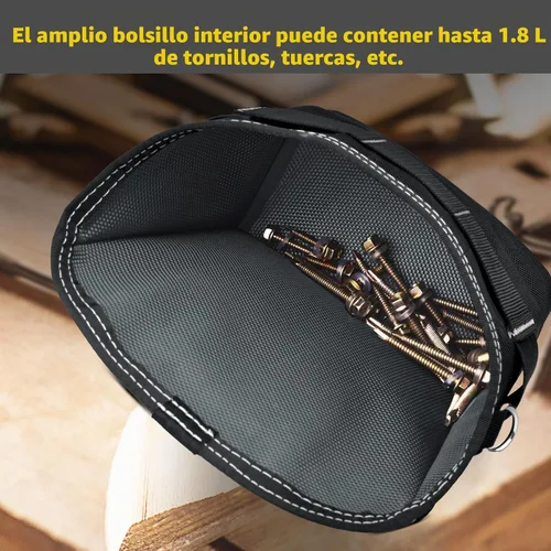 Vista 6 de Bolsa de herramientas SOGCASE para clavos y tornillos con clip para cinturón (XL, Negro)