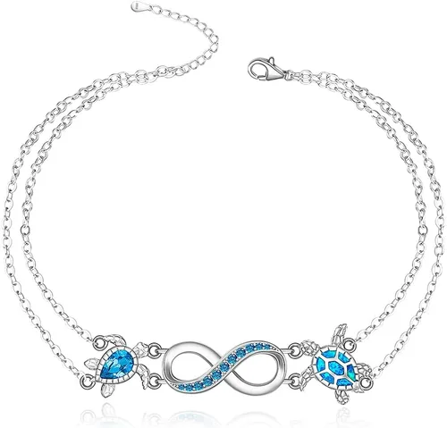 Vista 13 de Fenthring Sea Turtle Anklet Bracelets for Women Sterling Silver Ankle
