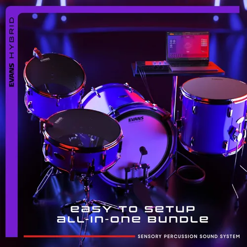Vista 5 de Evans Sistema de sonido híbrido de percusión sensorial: incluye software, interfaz de audio, 3 sensores de batería y cables, transforma cualquier