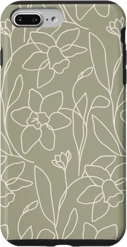Vista 12 de Poppy Flower Line Art Modern Leaves Boho Artichoke Green Case for iPhone 17