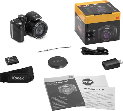 Vista 7 de Kodak PIXPRO AZ425 - Paquete de cámara digital con tarjeta de memoria de 64 GB + funda para cámara (negro) + lector de tarjetas USB + trípode