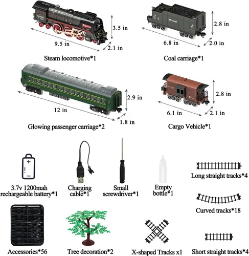 Vista 5 de Juego de Tren para Niños, Juguetes de Tren Eléctrico con Luces Realistas, Sonidos y Humo, Modelo de Tren de Navidad, Regalos para Niños Pequeños