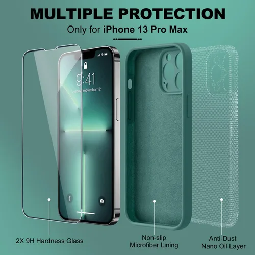 Vista 5 de BossKiss Compatible con iPhone 13 Pro Max Funda, Funda de Silicona Líquida Premium [Tacto Aterciopelado]
