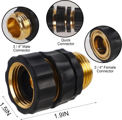 Vista 3 de Biswing Conector rápido de manguera de jardín de 3/4 pulgadas, accesorios de manguera de jardín de conexión rápida macho y hembra de aluminio