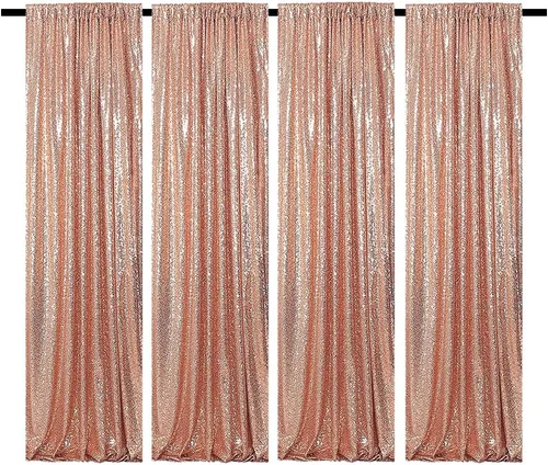 Vista 7 de Cortinas de Fondo de Lentejuelas Negras Cortinas Brillantes con Purpurina 2FTx8FT 2 Paneles para Decoraciones de Bodas Fiestas de Cumpleaños