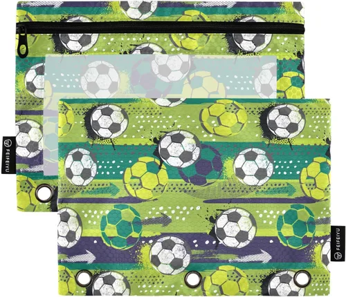 Vista 39 de Estuche de béisbol blanco para lápices de 3 anillas, paquete de 2 carpetas para lápices, estuche transparente con cremallera, bolsa de cosméticos