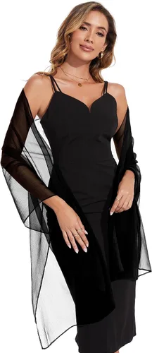 Vista 2 de Bufandas y envolturas de chal para mujer, para vestidos de fiesta de noche, transparentes, suaves, sedosos, de gasa, para boda o novia