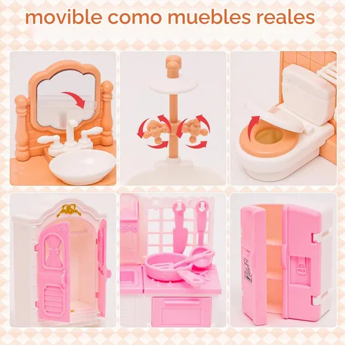 Vista 5 de HAPGFS Muebles Mini de Casa de Muñecas, Set de 45 Piezas de Muebles para Casa de Muñecas, Accesorios para Juego Simulado, Dormitorio, Sala de Estar