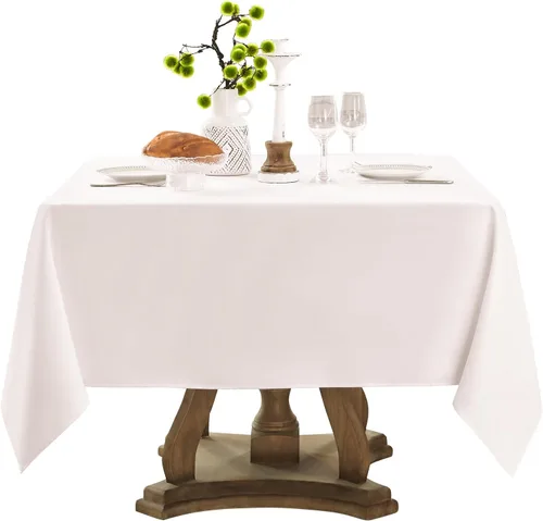 Vista 49 de Mantel Cuadrado 52 x 52 Pulgadas Manteles Negros Resistente a Manchas y Arrugas Lavable de Poliéster para Fiestas, Buffets y Bodas Mantel
