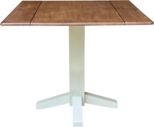 Vista 9 de IC INTERNATIONAL CONCEPTS Mesa de comedor cuadrada de madera maciza de 36 pulgadas con doble hoja, multicolor Nogal/Concha