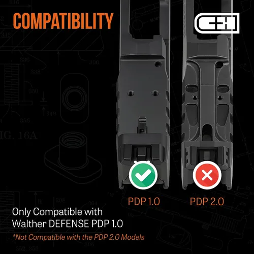 Vista 2 de C+H Placa de montaje Red Dot compatible con Walther PDP 1.0/2.0 Compatible con Trijicon RMR/SRO Holosun 407C/507C/507C/507Comp/508T Fabricado